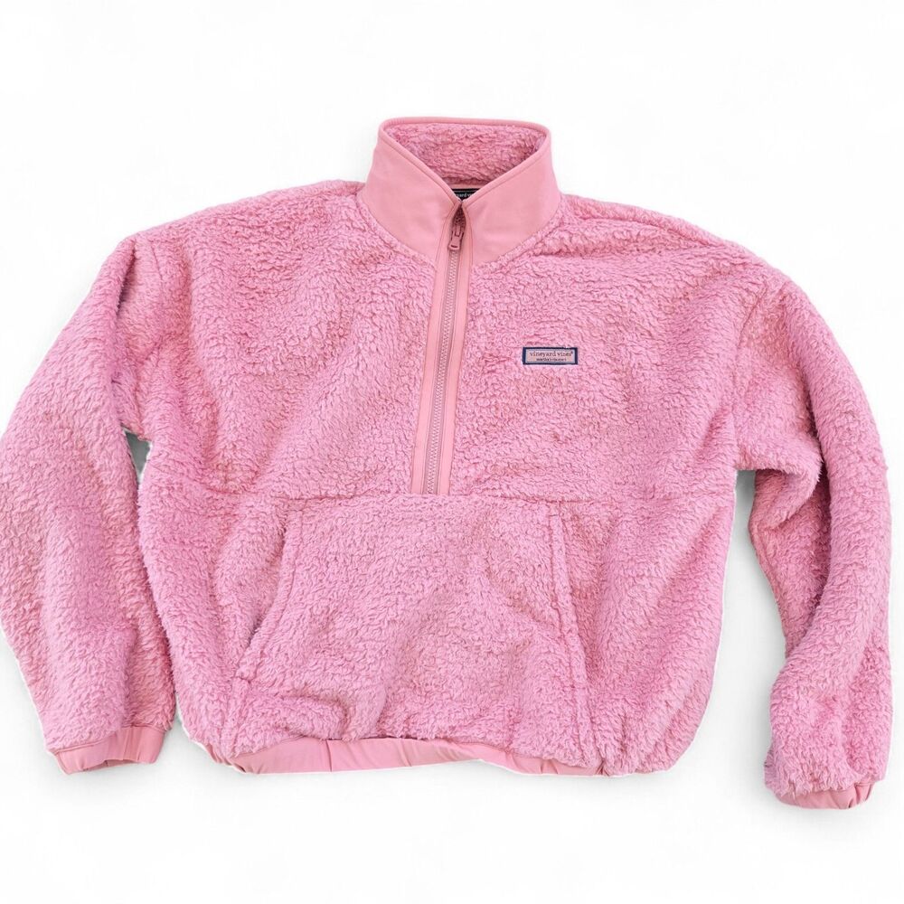Vineyard Vines Sweatshirt Women M High Pile Teddy Pullover 1/2 Zip Sherpa Fleece - Picture 3 of 10